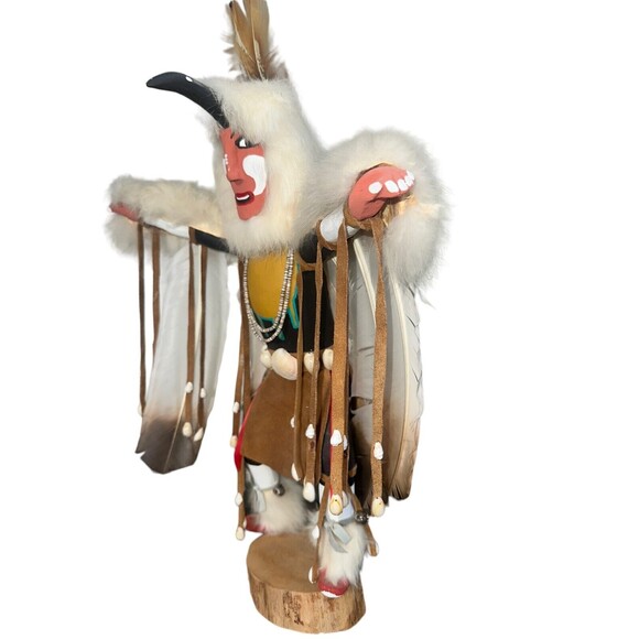 Hopi Native American Indian Eagle Dancer Kachina Doll Signed Navajo Hand Carved - Picture 4 of 13